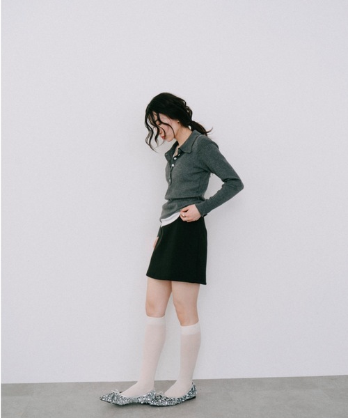 DRWCYS(ドロシーズ)の「フロントボタンレイヤードニット(ニット/セーター・レディース・ネイビー/グレー・FREE)」の8枚目の写真