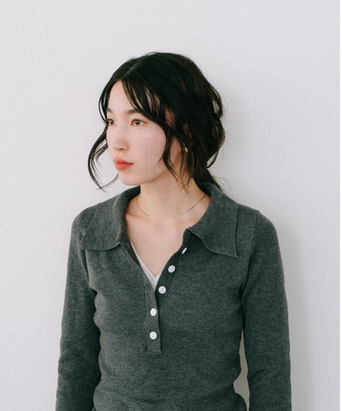 DRWCYS(ドロシーズ)の「フロントボタンレイヤードニット(ニット/セーター・レディース・ネイビー/グレー・FREE)」の14枚目の写真