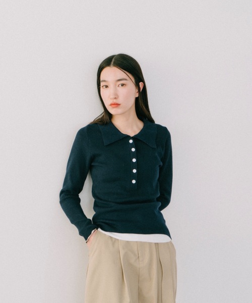 DRWCYS(ドロシーズ)の「フロントボタンレイヤードニット(ニット/セーター・レディース・ネイビー/グレー・FREE)」の20枚目の写真