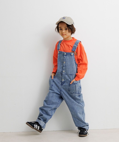 BAYFLOW（ベイフロー）の「[肩紐調節可能★]デニムサロペット(KIDS)（サロペット/オーバーオール・キッズ・インディゴブルー・150cm/130cm/110cm）」の7枚目の写真