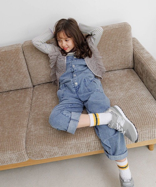 BAYFLOW（ベイフロー）の「[肩紐調節可能★]デニムサロペット(KIDS)（サロペット/オーバーオール・キッズ・インディゴブルー・150cm/130cm/110cm）」の21枚目の写真