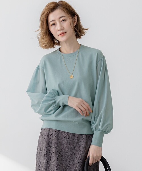 23区(ニジュウサンク)の「【洗える】コンフォートストレッチ パフスリーブ ニット(ニット/セーター・レディース・ブラック系/アイボリー系/ライトグリーン系・38/40)」の3枚目の写真
