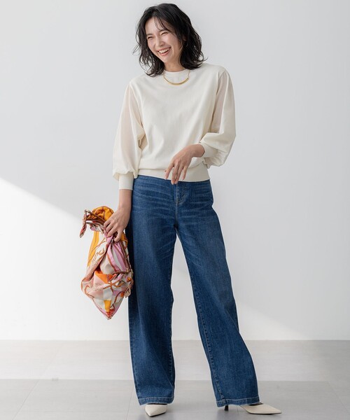 23区(ニジュウサンク)の「【洗える】コンフォートストレッチ パフスリーブ ニット(ニット/セーター・レディース・ブラック系/アイボリー系/ライトグリーン系・38/40)」の5枚目の写真