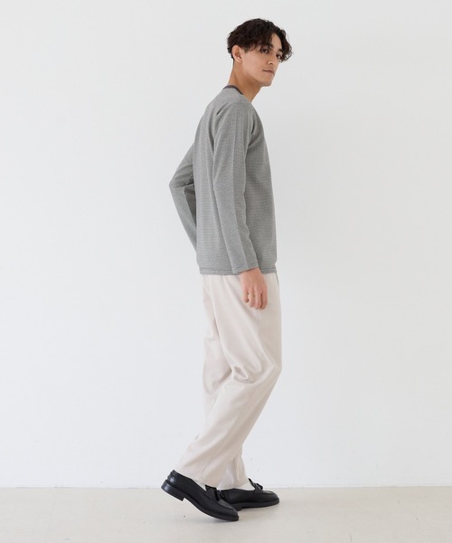 coca（coca）（コカ）の「ジャカードボーダーロングTシャツ（Tシャツ/カットソー・メンズ・グレイッシュベージュ/チャコール・XL/L/M）」の11枚目の写真