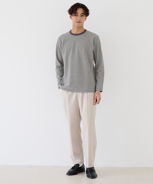 coca（coca）（コカ）の「ジャカードボーダーロングTシャツ（Tシャツ/カットソー・メンズ・グレイッシュベージュ/チャコール・XL/L/M）」の12枚目の写真