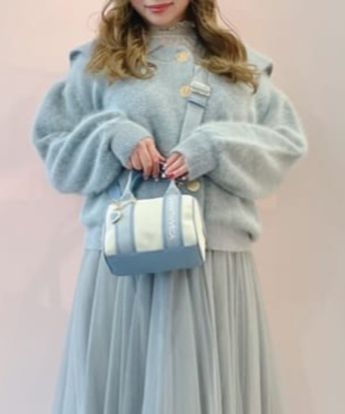 SAMANTHAVEGA(サマンサベガ)の「ロゴテープミニボストンバッグ(ボストンバッグ・レディース・ライトブルー/オフホワイト/ブラック/ピンク・FREE)」の4枚目の写真