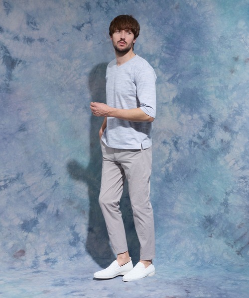 HIDEAWAYS NICOLE（ハイダウェイニコル）の「メランジスムース５分袖Tシャツ（Tシャツ/カットソー・メンズ・トップグレー/サックスブルー/ネイビー/ブラック・MEDIUM/LARGE/X-LARGE）」の7枚目の写真