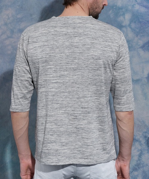 HIDEAWAYS NICOLE（ハイダウェイニコル）の「メランジスムース５分袖Tシャツ（Tシャツ/カットソー・メンズ・トップグレー/サックスブルー/ネイビー/ブラック・MEDIUM/LARGE/X-LARGE）」の11枚目の写真