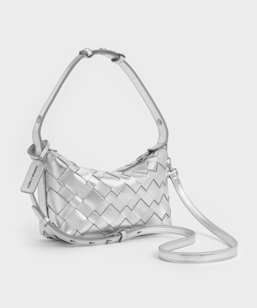 CHARLES & KEITH(チャールズ & キース)の「Ivette イヴェット ウーブンショルダーバッグ(ショルダーバッグ・レディース・シルバー/クリーム/チョコ/スミクロ/ワインレッド・S)」の10枚目の写真