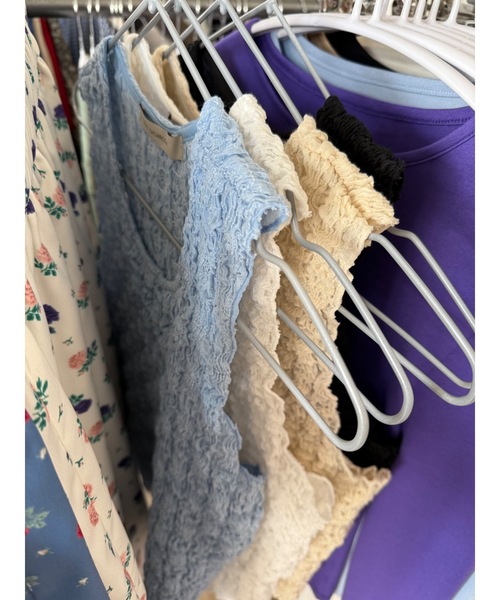 Didot.showroom（ディドット ショールーム）の「【DIDOT.】リンクルノースリーブブラウス（タンクトップ・レディース・アイボリー/ブラック/スカイブルー/ベージュ・FREE）」の5枚目の写真