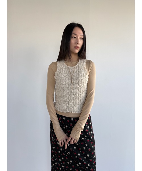 Didot.showroom（ディドット ショールーム）の「【DIDOT.】リンクルノースリーブブラウス（タンクトップ・レディース・アイボリー/ブラック/スカイブルー/ベージュ・FREE）」の22枚目の写真