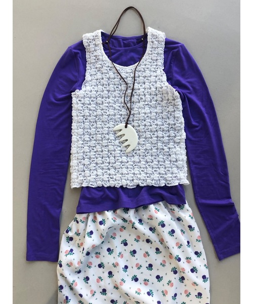 Didot.showroom（ディドット ショールーム）の「【DIDOT.】リンクルノースリーブブラウス（タンクトップ・レディース・アイボリー/ブラック/スカイブルー/ベージュ・FREE）」の6枚目の写真