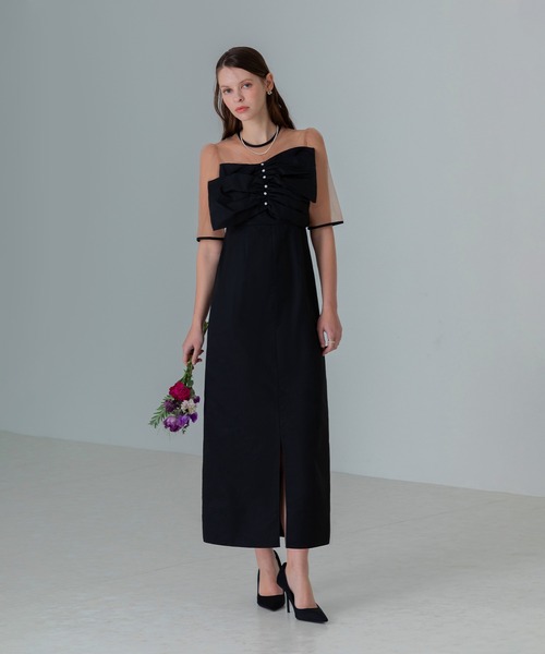 セール】【LEJA】フロントプリーツシアースリーブIラインドレス