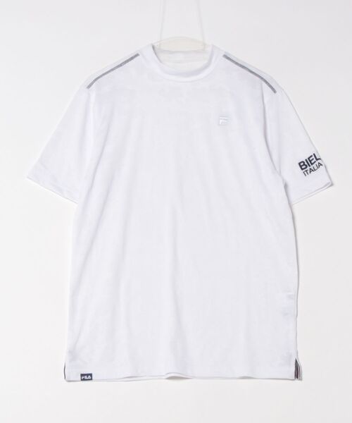 FILA GOLF(フィラゴルフ )の「【FILA GOLF/フィラゴルフ】モックネック半袖シャツ ゴルフ(Tシャツ/カットソー・メンズ・ネイビー/ホワイト・LARGE/XX-LARGE/X-LARGE/MEDIUM)」の1枚目の写真