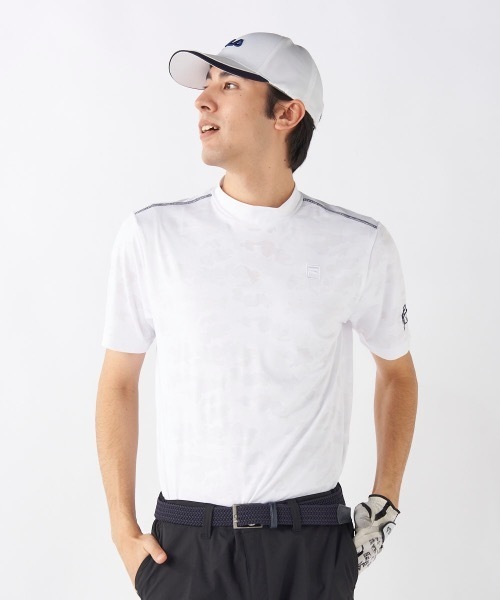 FILA GOLF(フィラゴルフ )の「【FILA GOLF/フィラゴルフ】モックネック半袖シャツ ゴルフ(Tシャツ/カットソー・メンズ・ネイビー/ホワイト・LARGE/XX-LARGE/X-LARGE/MEDIUM)」の3枚目の写真