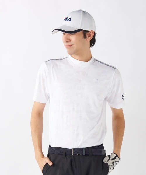FILA GOLF(フィラゴルフ )の「【FILA GOLF/フィラゴルフ】モックネック半袖シャツ ゴルフ(Tシャツ/カットソー・メンズ・ネイビー/ホワイト・LARGE/XX-LARGE/X-LARGE/MEDIUM)」の4枚目の写真