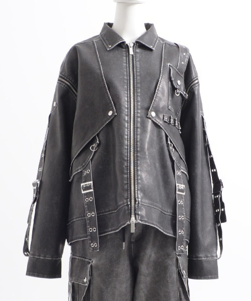 ililil（イルイルイル）の「『ililil/イルイルイル』【2way gimmick synthetic leather blouson】2wayヴィンテージ加工合成皮革ブルゾン（ブルゾン・メンズ・グレー/ブラック・FREE）」の22枚目の写真