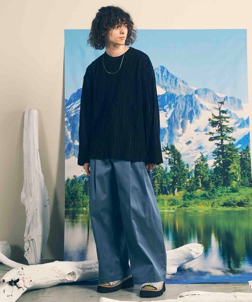 UNISEX》120/2/2 Suvin Cotton Gabardine Prime-Wide Two Tuck Pants