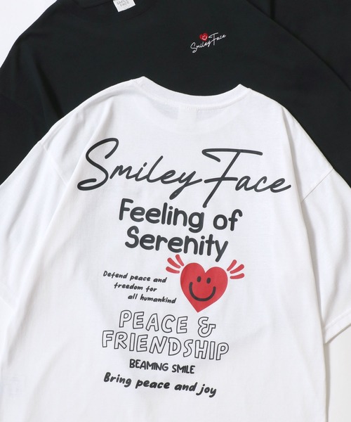 SMILEY FACE(スマイリーフェイス)の「SMILEY FACE/スマイリーフェイス 吸水速乾/UVカット オーバーサイズ バックプリント ロゴ ワンポイント刺繍 半袖Tシャツ/レディース メンズ(Tシャツ/カットソー・レディース・ブルー系その他/ネイビー/ホワイト系その他/ホワイト/ブラック系その他4/ホワイト系その他3/ブラック系その他5/ブラック系その他3/ホワイト系その他2/ブラック系その他/ブラック系その他2/ブラック・M/LL/L)」の3枚目の写真