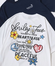 SMILEY FACE/スマイリーフェイス 吸水速乾/UVカット オーバーサイズ バックプリント ロゴ ワンポイント刺繍 半袖Tシャツ/レディース メンズ