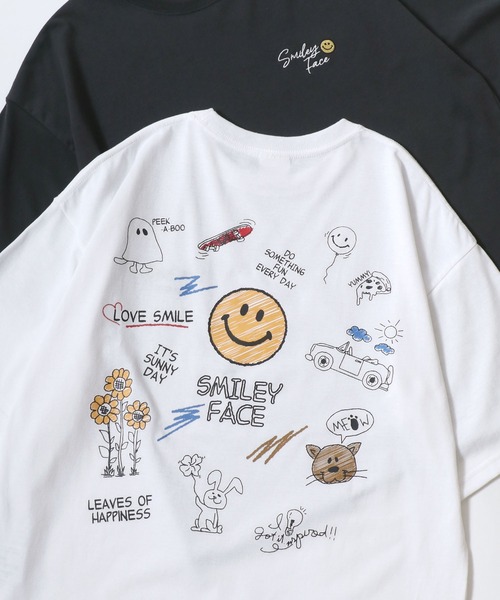 SMILEY FACE(スマイリーフェイス)の「SMILEY FACE/スマイリーフェイス 吸水速乾/UVカット オーバーサイズ バックプリント ロゴ ワンポイント刺繍 半袖Tシャツ/レディース メンズ(Tシャツ/カットソー・レディース・ブルー系その他/ネイビー/ホワイト系その他/ホワイト/ブラック系その他4/ホワイト系その他3/ブラック系その他5/ブラック系その他3/ホワイト系その他2/ブラック系その他/ブラック系その他2/ブラック・M/LL/L)」の5枚目の写真
