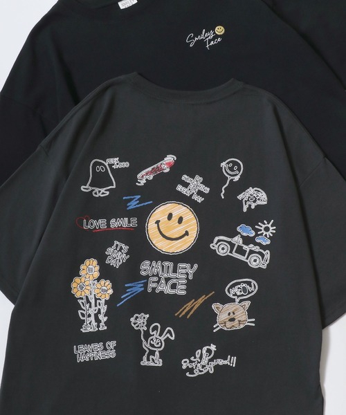 SMILEY FACE(スマイリーフェイス)の「SMILEY FACE/スマイリーフェイス 吸水速乾/UVカット オーバーサイズ バックプリント ロゴ ワンポイント刺繍 半袖Tシャツ/レディース メンズ(Tシャツ/カットソー・レディース・ブルー系その他/ネイビー/ホワイト系その他/ホワイト/ブラック系その他4/ホワイト系その他3/ブラック系その他5/ブラック系その他3/ホワイト系その他2/ブラック系その他/ブラック系その他2/ブラック・M/LL/L)」の11枚目の写真