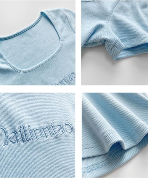 maison de LATIR(メゾンドラティール)の「スクエアネックのショート丈トップス(Tシャツ/カットソー・レディース・ブラック/グレー/ブルー/ホワイト・ONESIZE)」の10枚目の写真