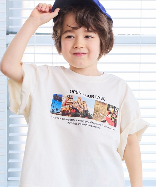 Life Support Products（ライフサポートプロダクツ）の「【COTTON from U.S.A】ビッグシルエットフォトプリントTシャツ（Tシャツ/カットソー・キッズ・ホワイト系1/ホワイト系2/ホワイト系3/ブラック系2/ホワイト系4/ブラック系1/ブラック系3/ブラック系4・150/110/80/90/95/100/120/130/140）」の5枚目の写真