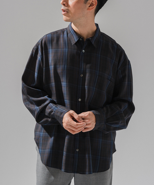 【新品】EDIFICE E. ウォッシャブル キュプラ シアー チェックシャツ EDIFICE（エディフィス）の「E. ウォッシャブル キュプラ シアー