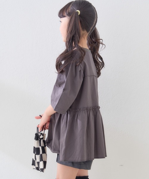 CIAOPANIC TYPY（チャオパニックティピー）の「【KIDS】かすれロゴパフスリーブミニワンピ（ワンピース・キッズ・アイボリー/グレー/チャコールグレー・SMALL/MEDIUM/LARGE/X-LARGE/XX-LARGE）」の15枚目の写真