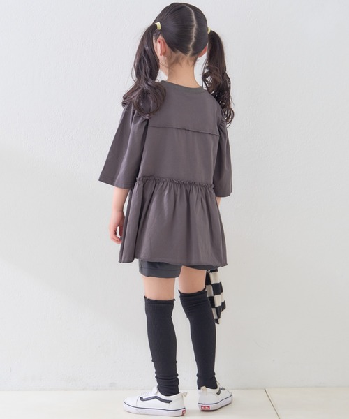 CIAOPANIC TYPY（チャオパニックティピー）の「【KIDS】かすれロゴパフスリーブミニワンピ（ワンピース・キッズ・アイボリー/グレー/チャコールグレー・SMALL/MEDIUM/LARGE/X-LARGE/XX-LARGE）」の20枚目の写真