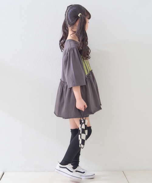 CIAOPANIC TYPY（チャオパニックティピー）の「【KIDS】かすれロゴパフスリーブミニワンピ（ワンピース・キッズ・アイボリー/グレー/チャコールグレー・SMALL/MEDIUM/LARGE/X-LARGE/XX-LARGE）」の21枚目の写真