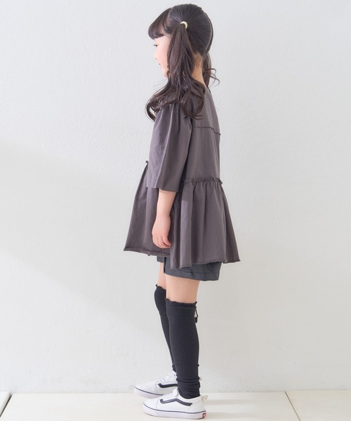CIAOPANIC TYPY（チャオパニックティピー）の「【KIDS】かすれロゴパフスリーブミニワンピ（ワンピース・キッズ・アイボリー/グレー/チャコールグレー・SMALL/MEDIUM/LARGE/X-LARGE/XX-LARGE）」の22枚目の写真