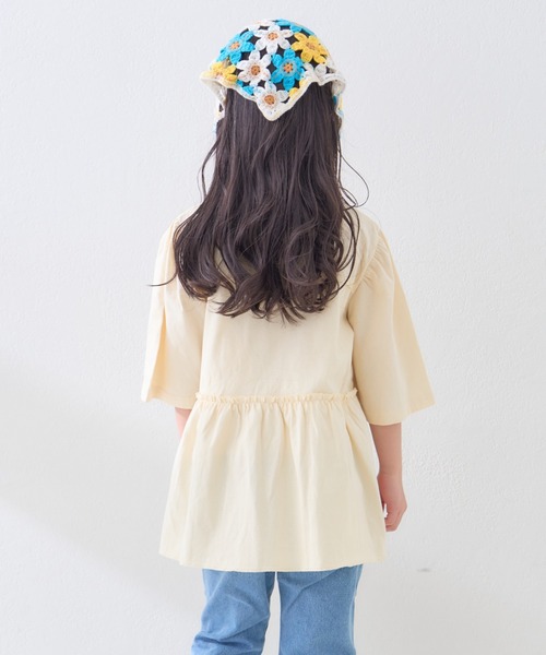 CIAOPANIC TYPY（チャオパニックティピー）の「【KIDS】かすれロゴパフスリーブミニワンピ（ワンピース・キッズ・アイボリー/グレー/チャコールグレー・SMALL/MEDIUM/LARGE/X-LARGE/XX-LARGE）」の5枚目の写真