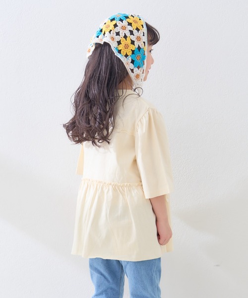 CIAOPANIC TYPY（チャオパニックティピー）の「【KIDS】かすれロゴパフスリーブミニワンピ（ワンピース・キッズ・アイボリー/グレー/チャコールグレー・SMALL/MEDIUM/LARGE/X-LARGE/XX-LARGE）」の6枚目の写真