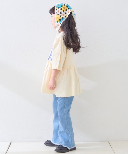 CIAOPANIC TYPY（チャオパニックティピー）の「【KIDS】かすれロゴパフスリーブミニワンピ（ワンピース・キッズ・アイボリー/グレー/チャコールグレー・SMALL/MEDIUM/LARGE/X-LARGE/XX-LARGE）」の10枚目の写真