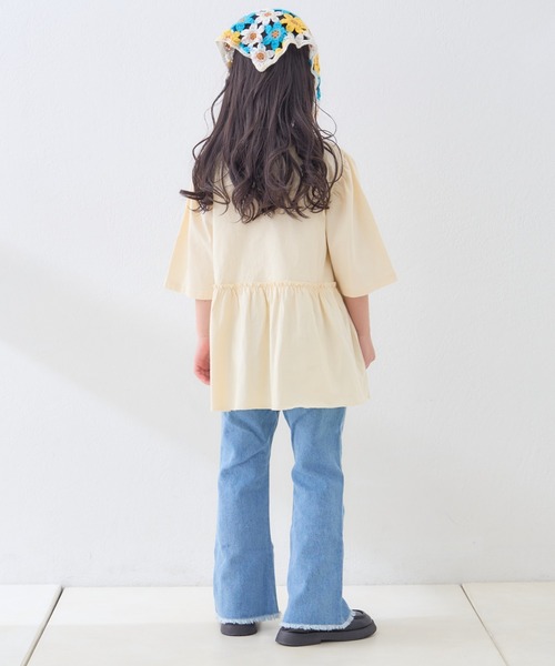 CIAOPANIC TYPY（チャオパニックティピー）の「【KIDS】かすれロゴパフスリーブミニワンピ（ワンピース・キッズ・アイボリー/グレー/チャコールグレー・SMALL/MEDIUM/LARGE/X-LARGE/XX-LARGE）」の11枚目の写真