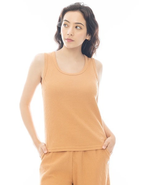 BILLABONG(ビラボン)の「BILLABONG レディース 【CHILLWEAR】 JACQUARD RIB TANK TOP タンクトップ 【2025年春夏モデル】/ビラボンセットアップ対応タンクトップ(タンクトップ・レディース・アイボリー/オレンジ系その他/ブラック・MEDIUM)」の3枚目の写真