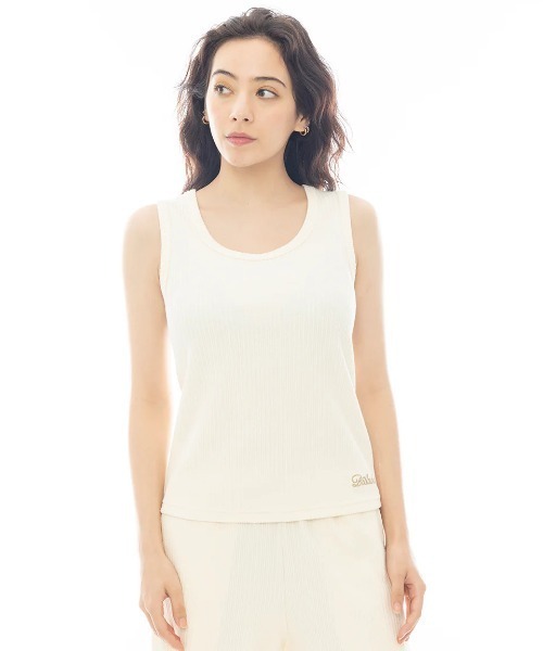 BILLABONG(ビラボン)の「BILLABONG レディース 【CHILLWEAR】 JACQUARD RIB TANK TOP タンクトップ 【2025年春夏モデル】/ビラボンセットアップ対応タンクトップ(タンクトップ・レディース・アイボリー/オレンジ系その他/ブラック・MEDIUM)」の1枚目の写真