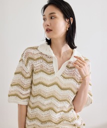未使用　別注 COOHEM コーヘン　アーガイル　サマーニット　ギマコットン ROPÉ(ロペ) / 【WEB限定カラー】【COOHEM】CRAZY ARAN PULLOVER