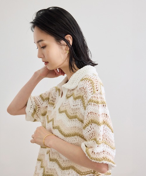 COOHEN コーヘン パッチワーク ニット COOHEM / コーヘン ZIGZAG SUKASHI KNIT PULLOVER 13-252-020