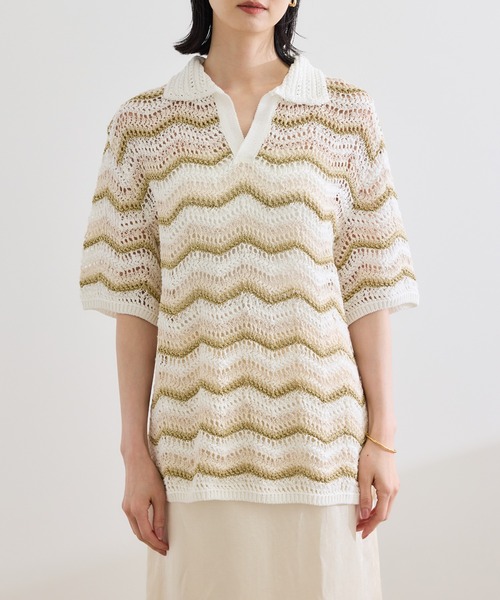 セール】【COOHEM（コーヘン）】ZIGZAG SUKASHI KNIT PULLOVER