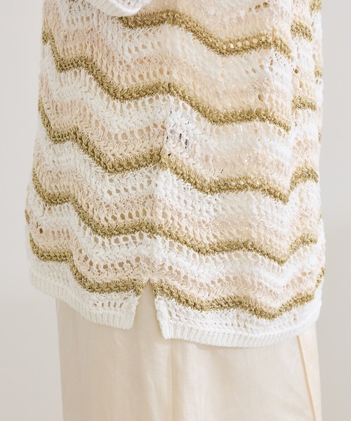 セール】【COOHEM（コーヘン）】ZIGZAG SUKASHI KNIT PULLOVER
