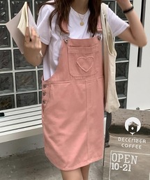 Teem Store（チームストア）の「ハートダメージワッペン ミディアムジャンスカ（ジャンパースカート）」