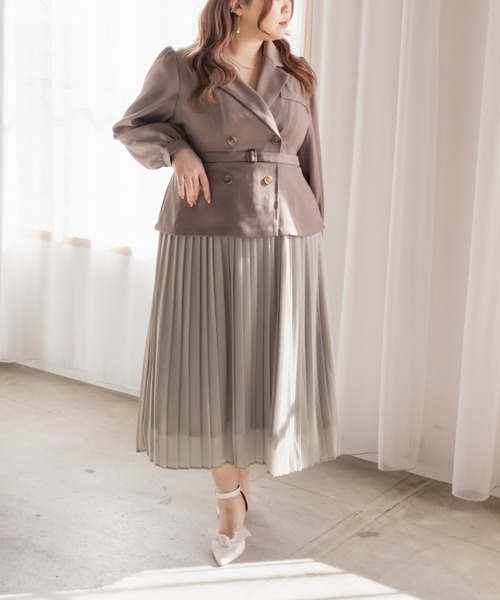 CLETTE(クレット)の「ドッキングプリーツワンピース(ワンピース・レディース・グレー/ピンク/ベージュ・4L/3L/LL)」の3枚目の写真