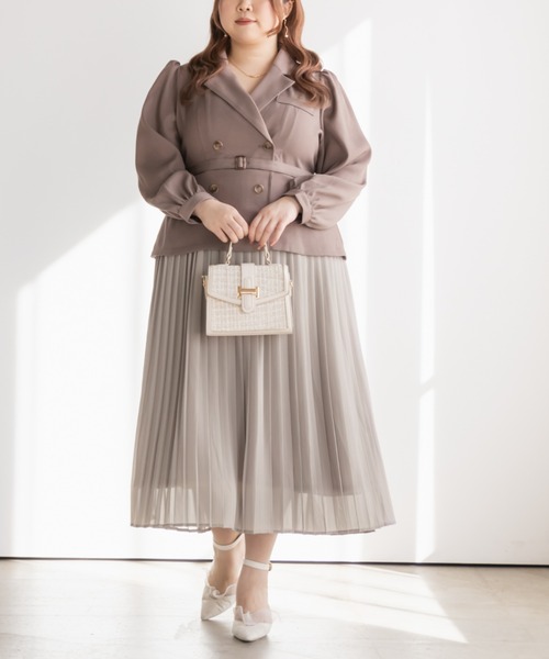 CLETTE(クレット)の「ドッキングプリーツワンピース(ワンピース・レディース・グレー/ピンク/ベージュ・4L/3L/LL)」の19枚目の写真