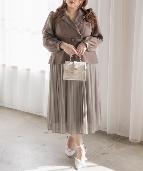 CLETTE(クレット)の「ドッキングプリーツワンピース(ワンピース・レディース・グレー/ピンク/ベージュ・4L/3L/LL)」の20枚目の写真