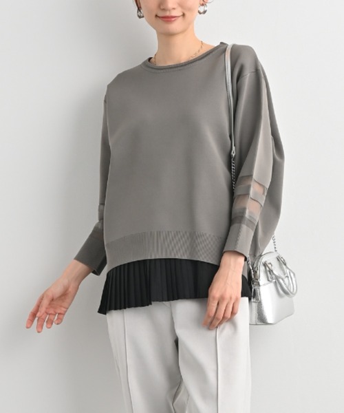 セール】部分シアーミラノリブプルオーバー シアー切替 ミラノリブ  