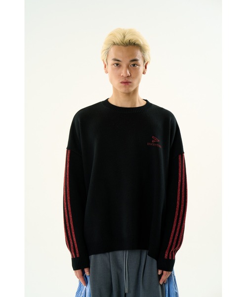 DISCOVERED(ディスカバード)の「LAME LAME LINE COTTON KNIT(ニット/セーター・メンズ・グレー/ブラック・LARGE/SMALL)」の2枚目の写真
