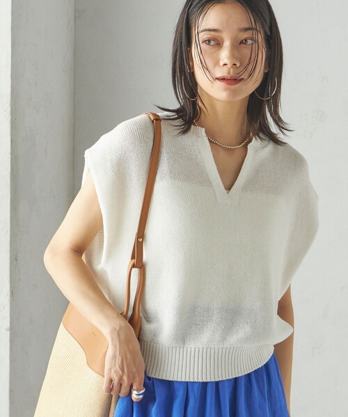 SHIPS(シップス)の「〈手洗い可能〉ポリエステル 麻 スキッパー プルオーバー(ニット/セーター・レディース・ブラック/ホワイト/オレンジ・ONE SIZE)」の15枚目の写真